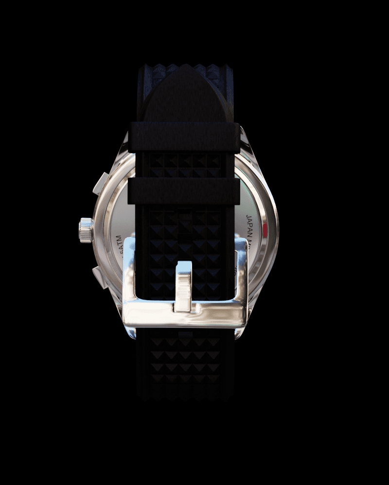 Studded black rubber strap with steel buckle
